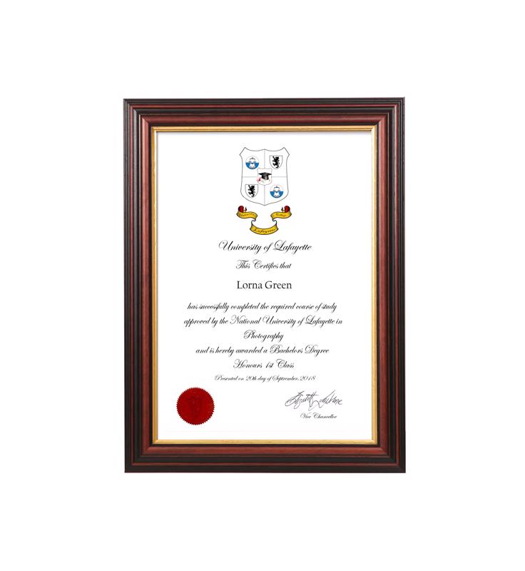 Wide Mahogany Certificate Frame - 1