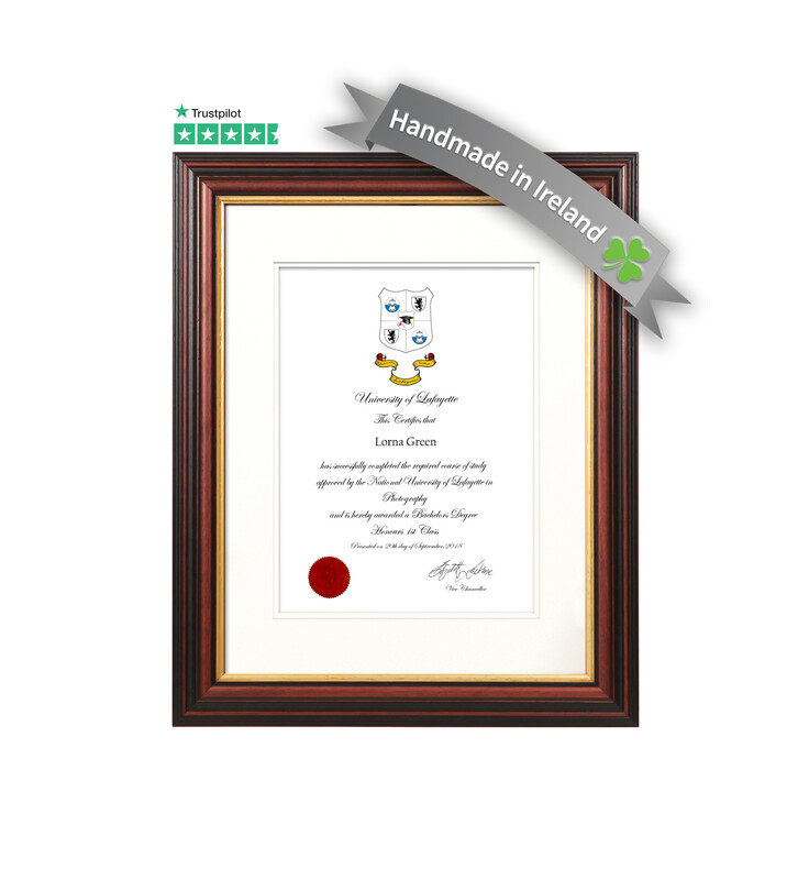 Wide Mahogany Certificate Frame with Mount - 1